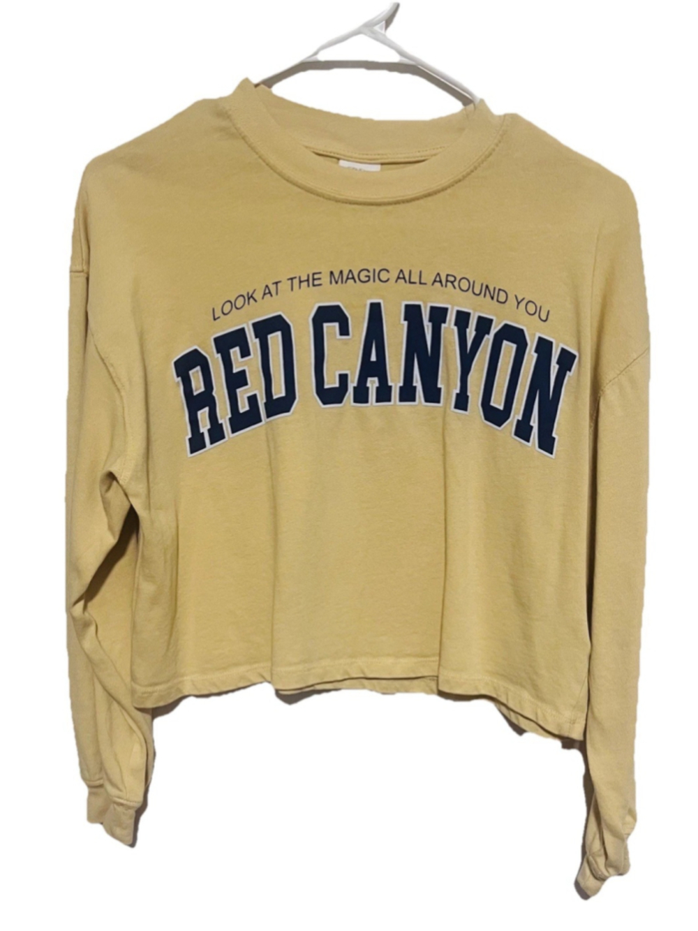 Zara Graphic Crop Tee Girls Kids Size 13 14 Yellow Red Canyon T-Shirt